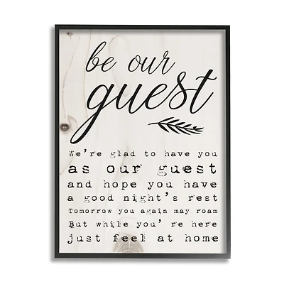 Stupell Industries Be Our Guest Poem Cursive Framed Wall Art