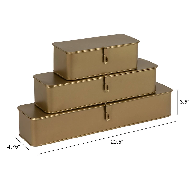 Hello Honey® Decorative Metal Boxes with Gold Finish Set