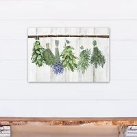 Whitewash Hanging Herbs Canvas Wall Art