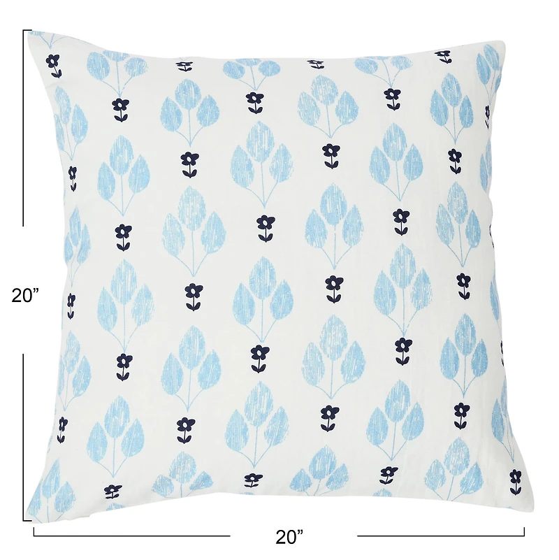 Hello Honey® White & Blue Floral Print Pillow Cover