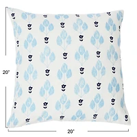 Hello Honey® White & Blue Floral Print Pillow Cover