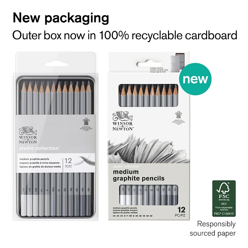 6 Packs: 12 ct. (72 total) Winsor & Newton™ Studio Collection™ Graphite Pencil Tin Set