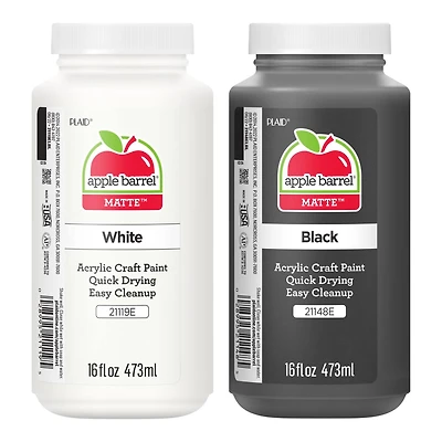 Apple Barrel® 16oz. Acrylic Black & White Paint Set