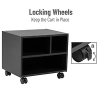 Mind Reader 15.7" Black Printer Cart with Rolling Supply Organization Shelves
