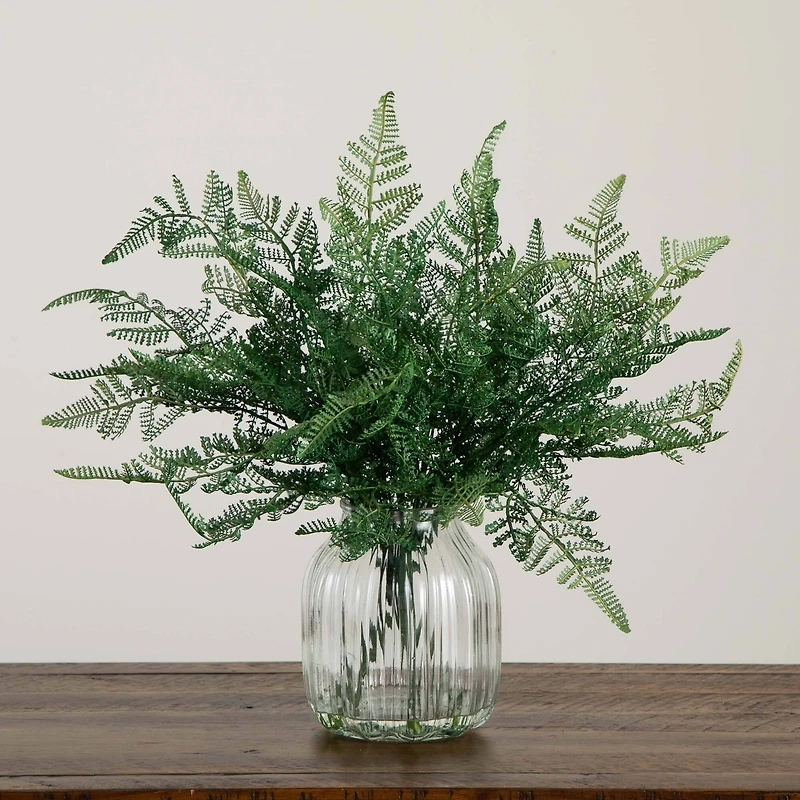 17" Forest Fern Arrangement in Glass Vase