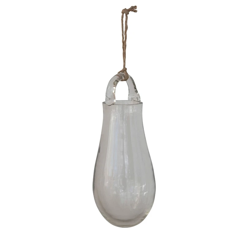 Hello Honey® 8" Clear Hand Blown Glass Hanging Vase