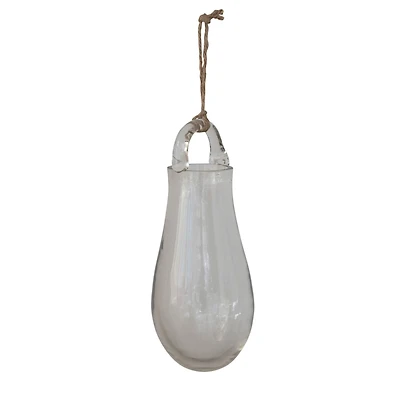 Hello Honey® 8" Clear Hand Blown Glass Hanging Vase