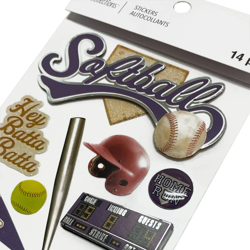 Softball Dimensional Stickers by Recollections™