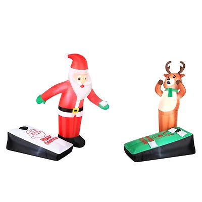 Airflowz Inflatable Santa & Reindeer Playing Cornhole