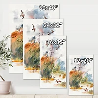 Designart - Autumn Landscape With Flying Over The Water