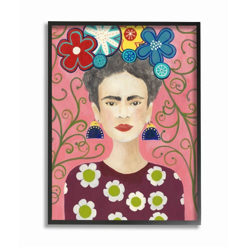 Stupell Industries Frida Fashion Painting with Black Frame Wall Accent