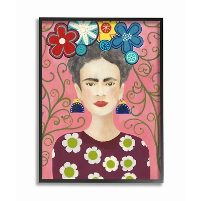 Stupell Industries Frida Fashion Painting with Black Frame Wall Accent