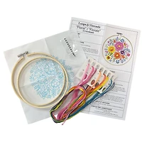 6" Floral Stamped Design Embroidery Kit with Hoop by Loops & Threads®