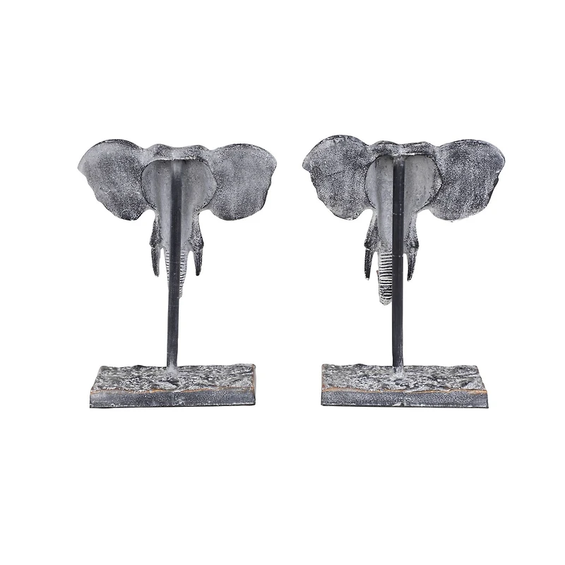 12" Gray Eclectic Elephant Sculptures, 2ct.
