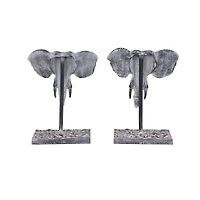 12" Gray Eclectic Elephant Sculptures, 2ct.