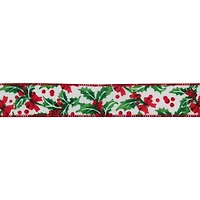 1.5" x 30ft. Holly & Bows Wired Ribbon by Celebrate It®