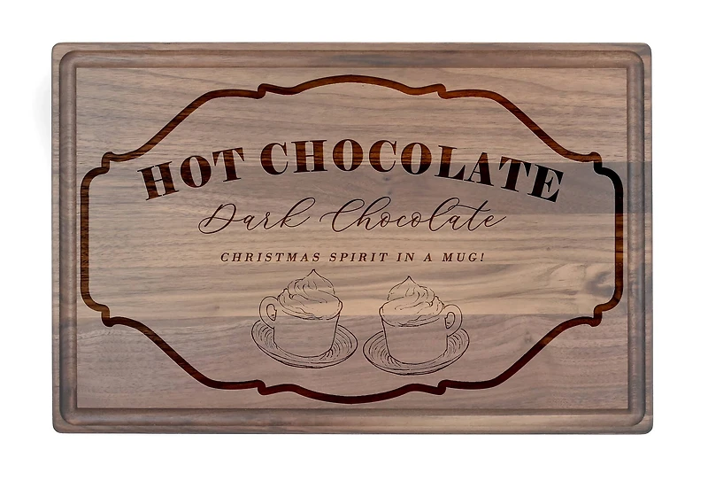 17" x 11" Hot Chocolate Bar Walnut Cutting Board