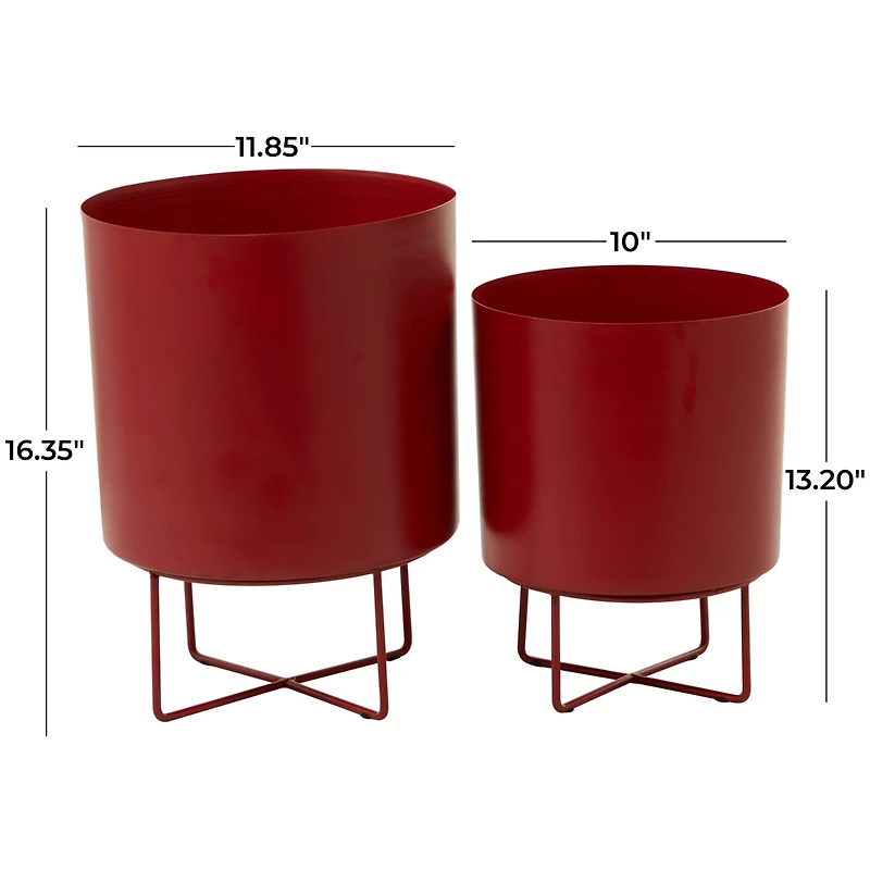 CosmoLiving by Cosmopolitan Red Metal Planter Set