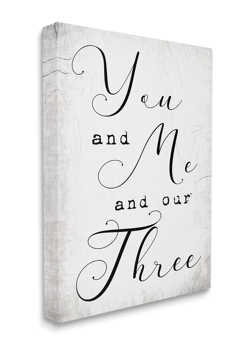 Stupell Industries You Me and Our Three Phrase Family Home Quote Canvas Wall Art