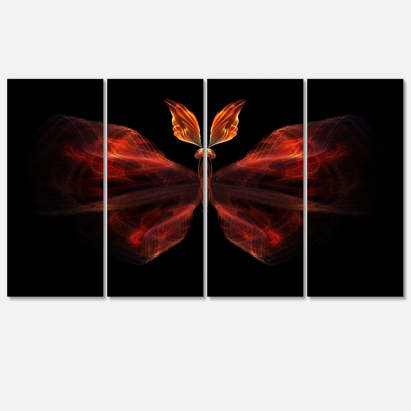 Designart - Red Fractal Butterfly in Dark