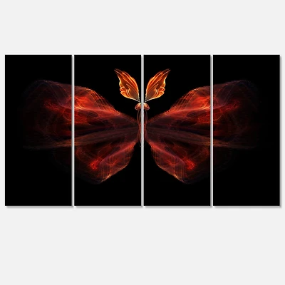 Designart - Red Fractal Butterfly in Dark