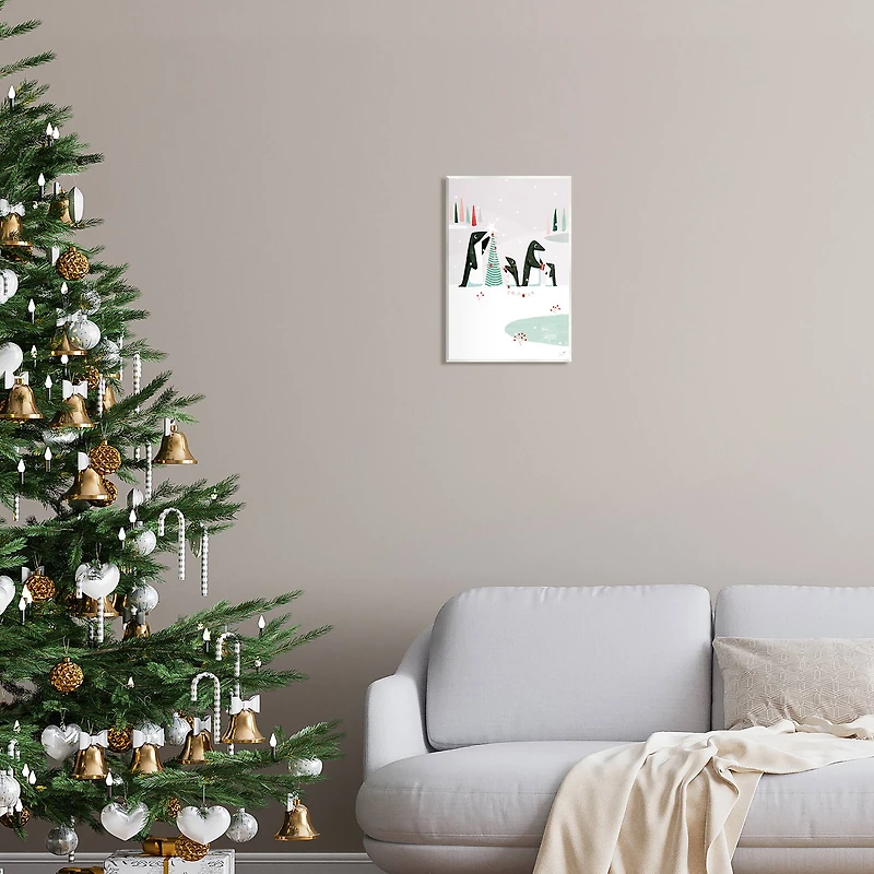 Stupell Industries Penguins Decorating Christmas Tree Wall Plaque Art