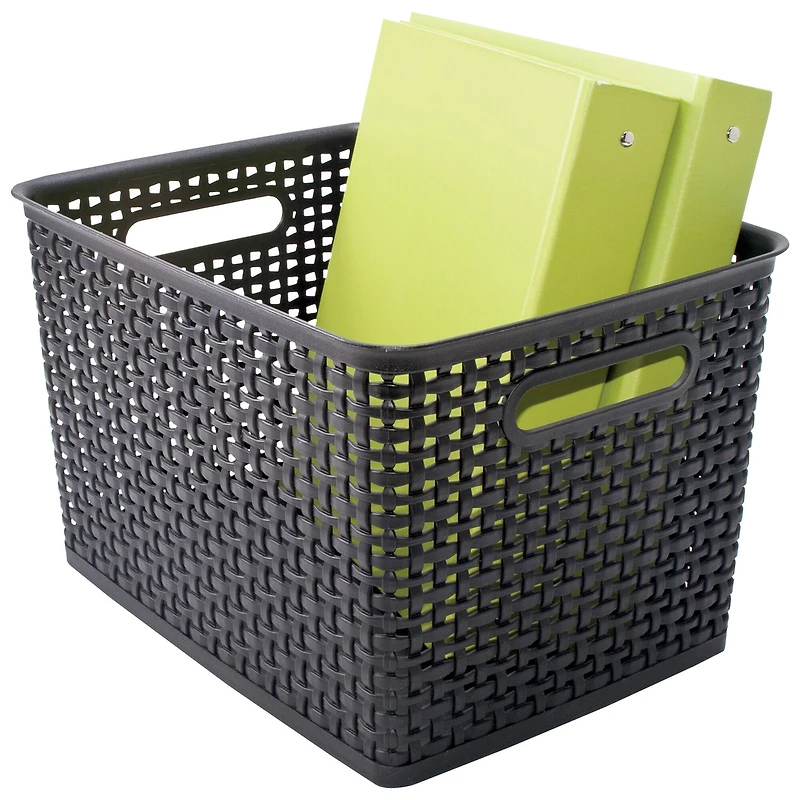 Advantus® Large Black Plastic Weave Bin, 2ct.