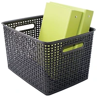 Advantus® Large Black Plastic Weave Bin, 2ct.