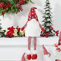 Glitzhome® 28" Fabric Christmas Gnome Shelf Sitter with Dangling Legs