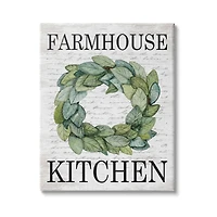 Stupell Industries Farmhouse Kitchen Phrase Tree Leaf Wreath Soft Script Canvas Wall Art