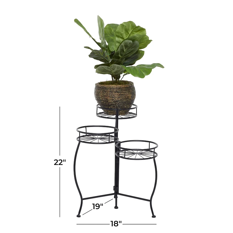 Black Iron Modern Plantstand, 22" x 18" x 19"