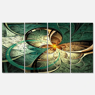 Designart - Dark Yellow Green Fractal Flower