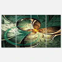 Designart - Dark Yellow Green Fractal Flower