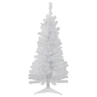4ft. Pre-Lit White Rockport Pine Artificial Christmas Tree, Green Lights