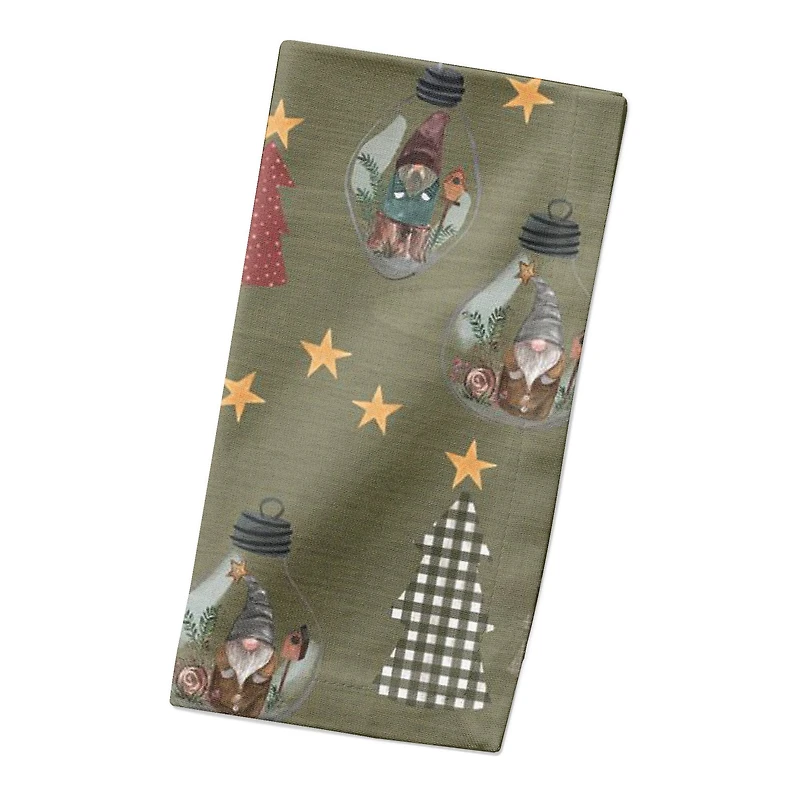 Tree & Globe Pattern Cotton Twill Napkin