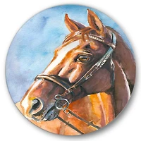 Designart - Portrait of A Brown Horse - Farmhouse Metal Circle Wall Art