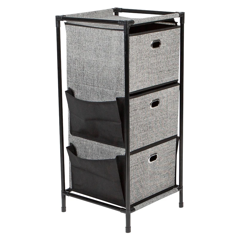 Simplify Black 3 Tier Storage Drawers With Side Pockets
