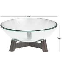 9" Clear Glass Serving Bowl with Bronze Hammered Y-Shaped Stand