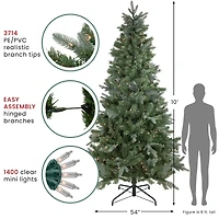 10ft. Pre-Lit Real Touch™ Slim Granville Fraser Fir Artificial Christmas Tree, Clear Lights