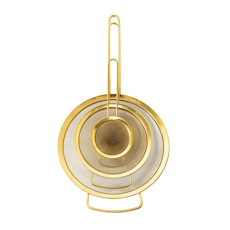 Hello Honey® Gold Finish Stainless Steel Strainer Set
