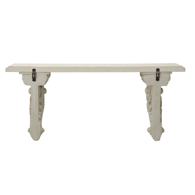 32" White Wood Farmhouse Wall Shelf