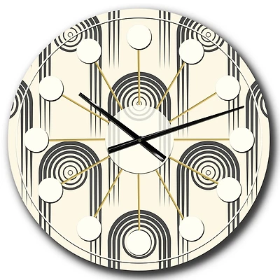 Designart 'Retro Curved Minimal Geometric Ornament Ii Mid-Century Modern Wall Clock