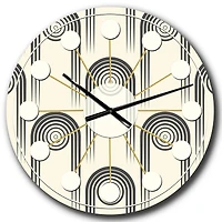 Designart 'Retro Curved Minimal Geometric Ornament Ii Mid-Century Modern Wall Clock