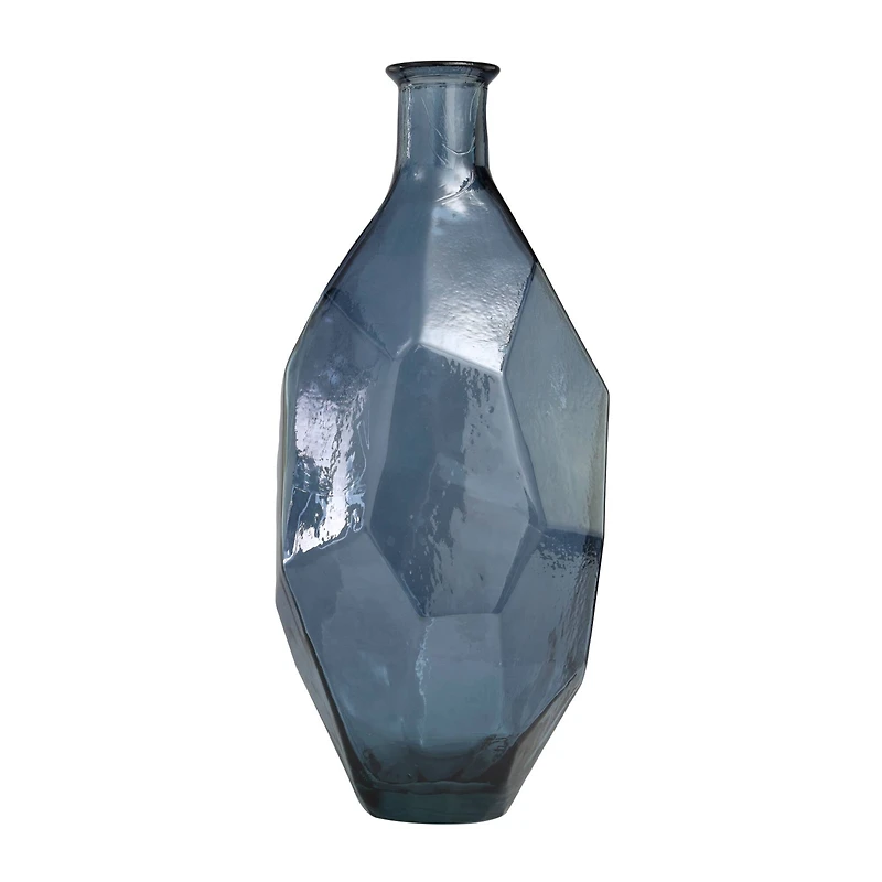 24" Blue Recycled Glass Tall Spanish Bottleneck Vase