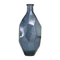 24" Blue Recycled Glass Tall Spanish Bottleneck Vase