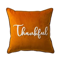Glitzhome® Orange Velvet Thankful Pillow Cover
