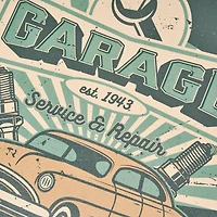 American Art Decor Classic Car Garage Round MDF Wall Plaque - 20" x 20" x 0.35"