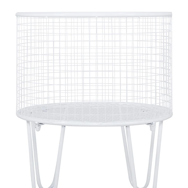 24" White Iron French Country Storage Cart