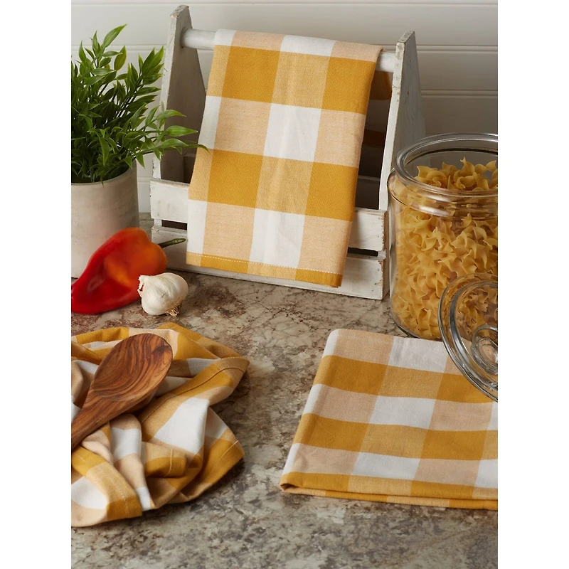 DII® Honey Gold Buffalo Check Dish Towels, 3ct.