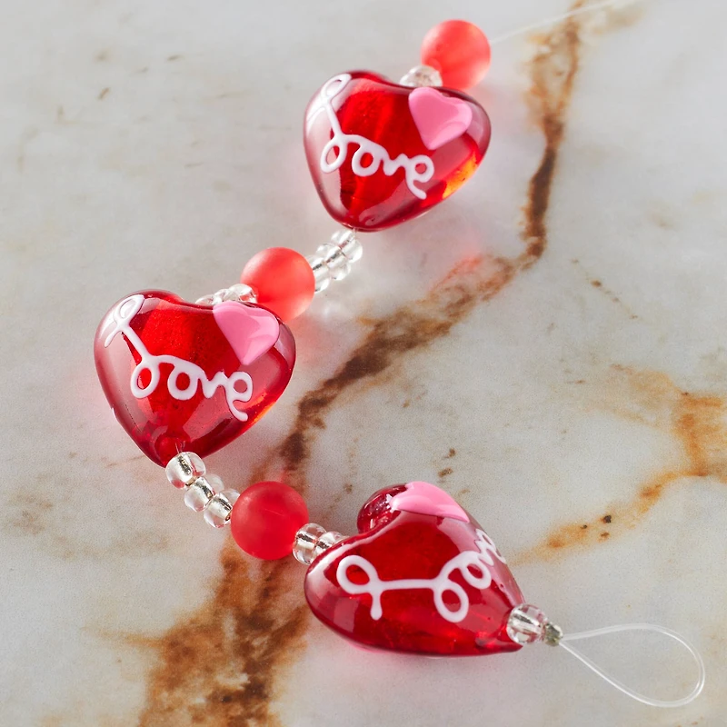 Red Lampwork Glass Love Heart Beads by Bead Landing™